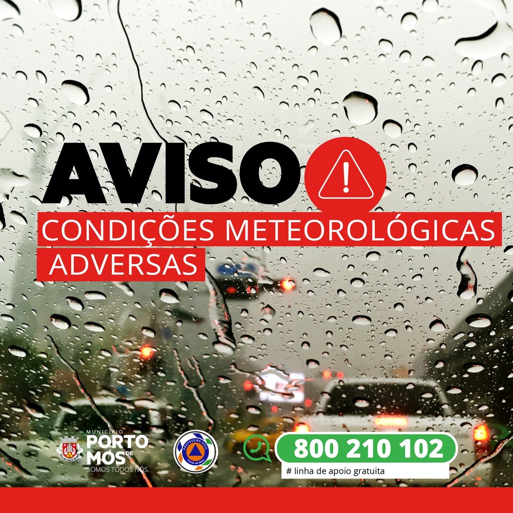 Aviso - Condições Meteorológicas Adversas 28 a 30 Outubro