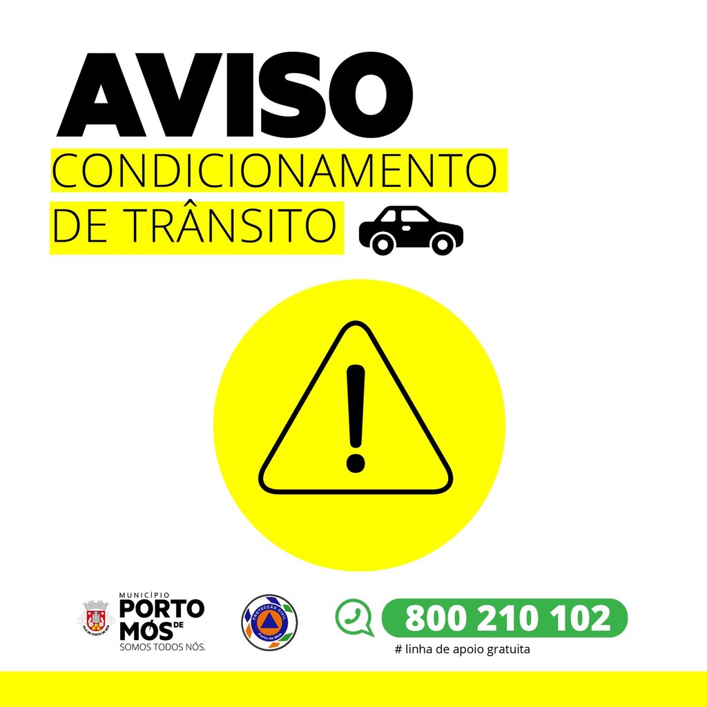 Aviso - Condicionamento de trânsito Avenida de Santo António - Porto de Mós